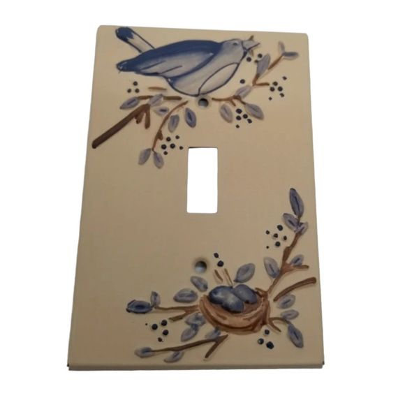 Single Switch Plate Covers Blue Bird Branch Brown Tender Heart Treasures 2002 - Picture 2 of 6